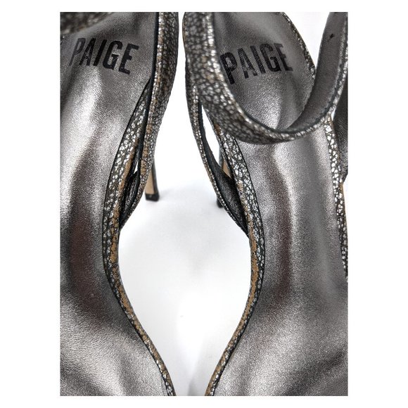 PAIGE Gwynn Ankle Strap Sandal Pewter Crackle 7.5 - Picture 5 of 11